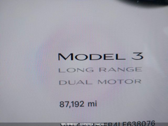 5YJ3E1EB4LF638076 Tesla Model 3 Long Range Dual Motor All-wheel Drive