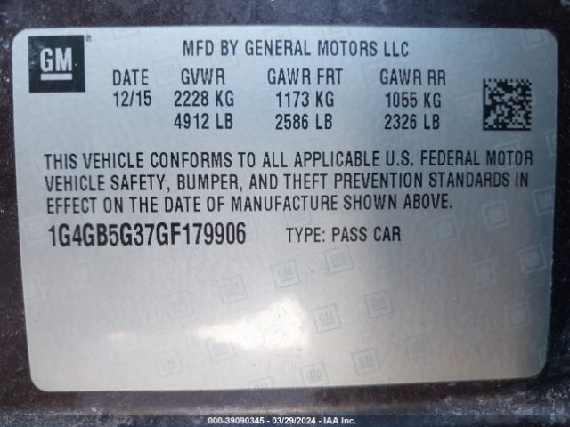 1G4GB5G37GF179906 Buick Lacrosse Leather