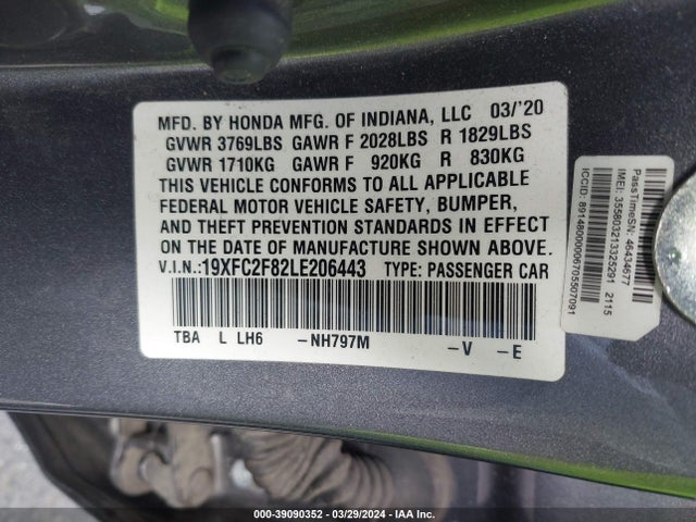 Honda Civic Sport 2020 19XFC2F82LE206443 Image 9