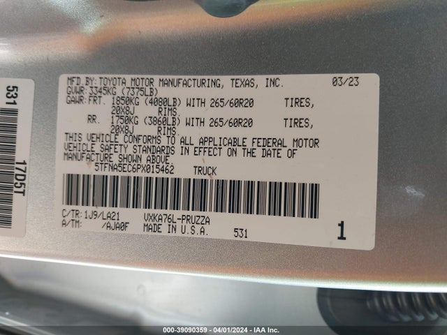 Toyota Tundra Platinum 2023 5TFNA5EC6PX015462 Image 9