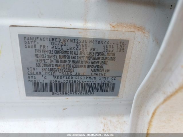 3N1AB8CV7NY262053 Nissan Sentra Sv Xtronic Cvt