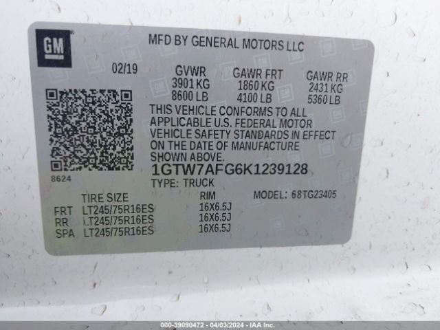 1GTW7AFG6K1239128 GMC Savana 2500 Work Van