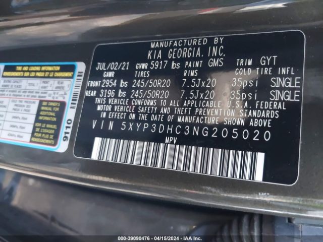 5XYP3DHC3NG205020 KIA Telluride Ex