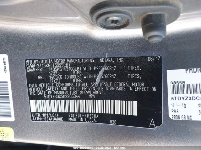 Toyota Sienna Xle 8 Passenger 2017 5TDYZ3DC5HS865344 Image 9