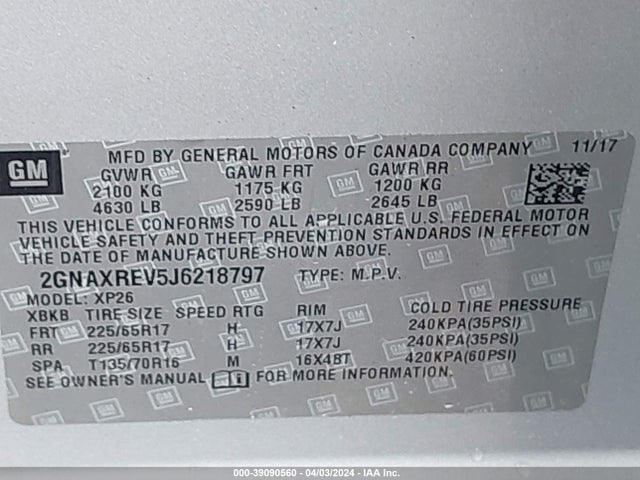Chevrolet EQUINOX LS 2018 2GNAXREV5J6218797 Image 9