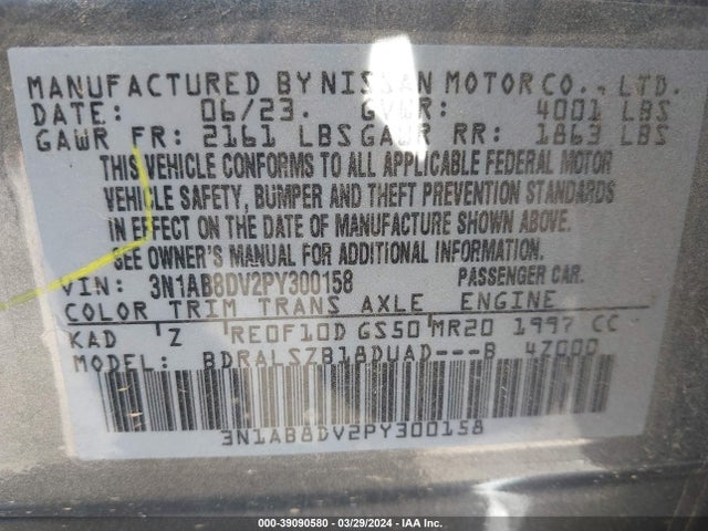 Nissan Sentra Sr Xtronic Cvt 2023 3N1AB8DV2PY300158 Image 9