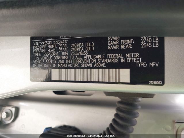YV4952DL3E2514717 Volvo Xc60 3.2/3.2 Platinum/3.2 Premier/3.2 Premier Plus
