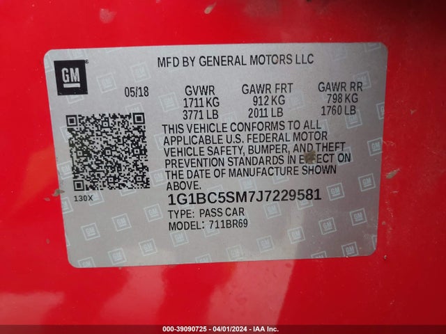 Chevrolet Cruze Ls Auto 2018 1G1BC5SM7J7229581 Image 9
