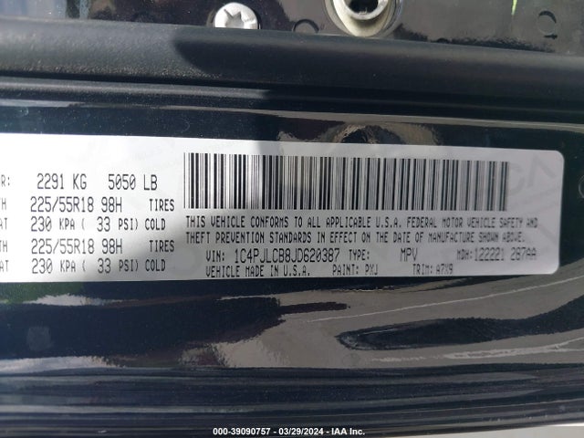1C4PJLCB8JD620387 Jeep Cherokee Latitude Fwd