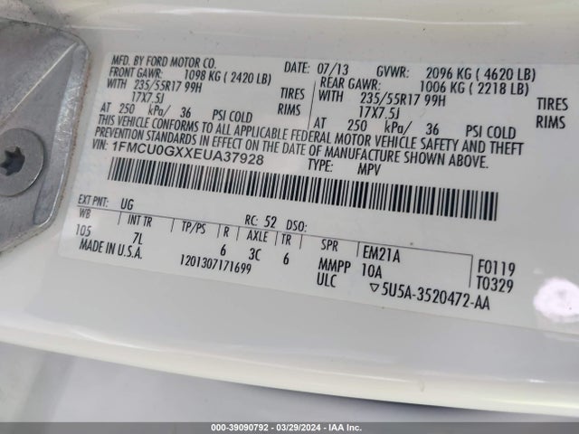 Ford ESCAPE SE 2014 1FMCU0GXXEUA37928 Image 9