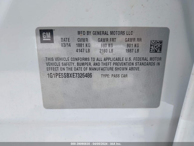 Chevrolet Cruze 2lt Auto 2014 1G1PE5SBXE7326486 Image 9