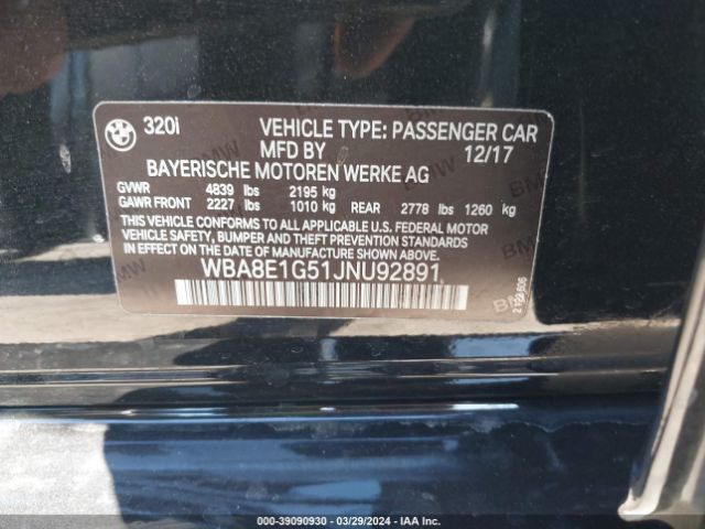 WBA8E1G51JNU92891 BMW 320i