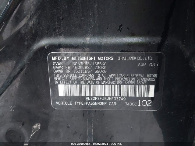 ML32F3FJ5JHF03749 Mitsubishi Mirage G4 Es