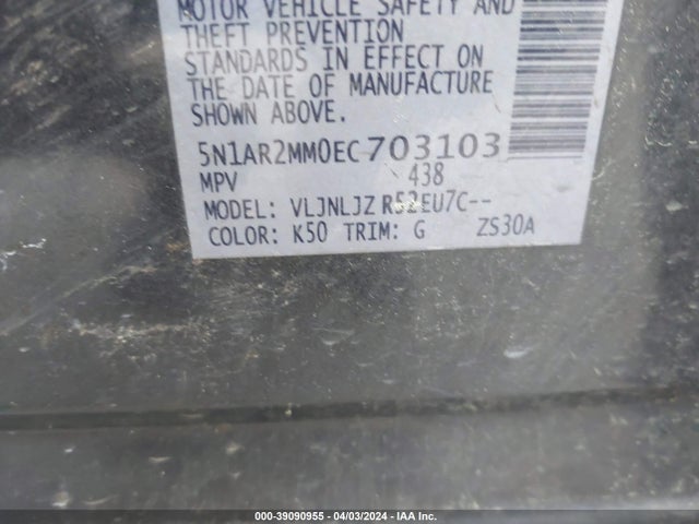 Nissan Pathfinder Platinum 2014 5N1AR2MM0EC703103 Image 9