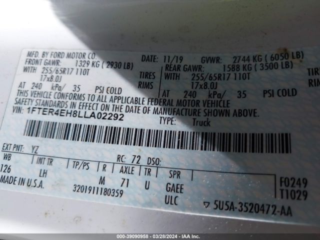 1FTER4EH8LLA02292 Ford Ranger Xlt