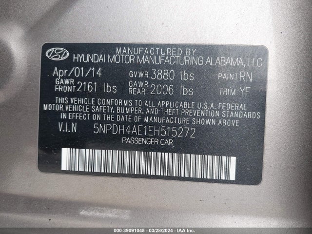 Hyundai ELANTRA SE 2014 5NPDH4AE1EH515272 Image 9