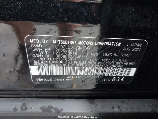 JA4J4TA8XNZ032918 Mitsubishi Outlander Es 2.5 S-awc