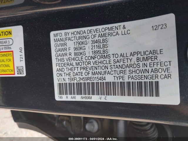 Honda Civic Lx 2024 19XFL2H59RE015484 Image 9