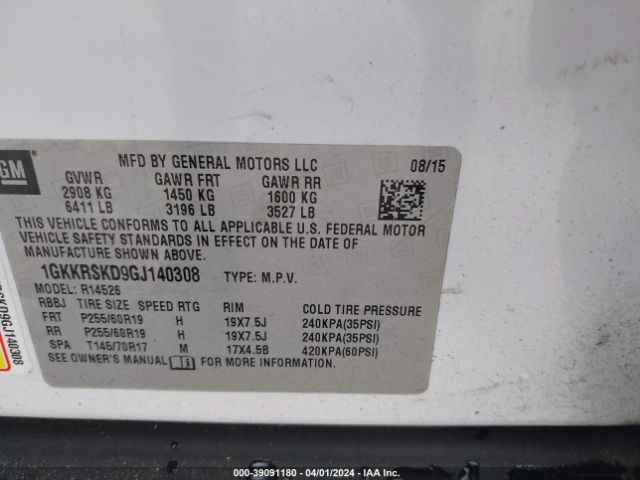 1GKKRSKD9GJ140308 GMC Acadia Slt-2