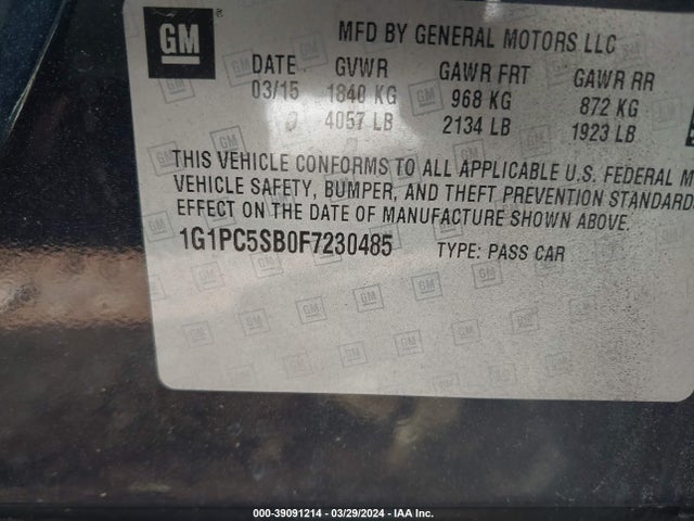 Chevrolet Cruze 1lt Auto 2015 1G1PC5SB0F7230485 Image 9