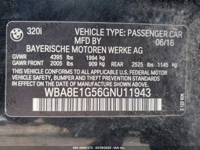 WBA8E1G56GNU11943 BMW 320i