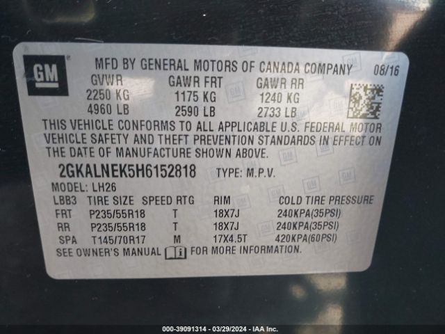 2GKALNEK5H6152818 GMC Terrain Sle-2