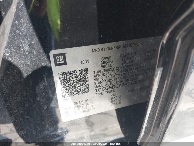 Chevrolet Colorado Wt 2019 1GCGSBEA0K1148359 Image 9
