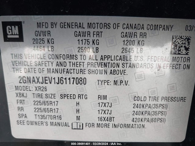 Chevrolet EQUINOX LT 2018 2GNAXJEV1J6117080 Image 9