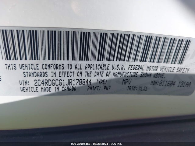 2C4RDGCG1JR178844 Dodge Grand Caravan Sxt