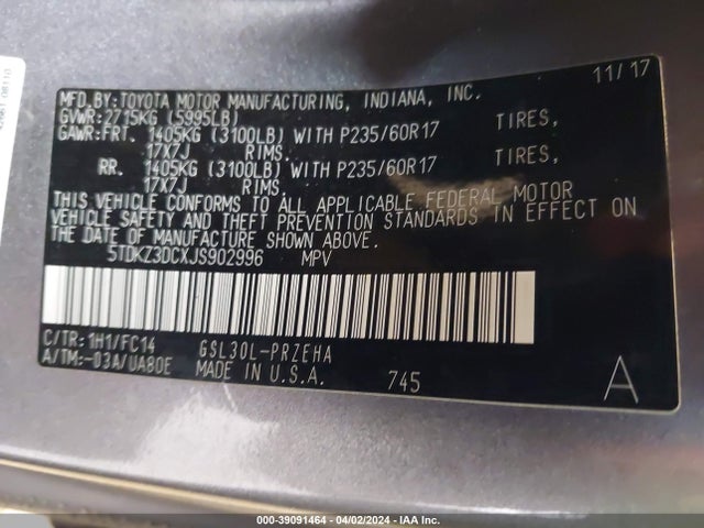 Toyota Sienna Le 8 Passenger 2018 5TDKZ3DCXJS902996 Image 9