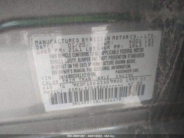 3N1AB8CVXLY216178 Nissan Sentra Sv Xtronic Cvt