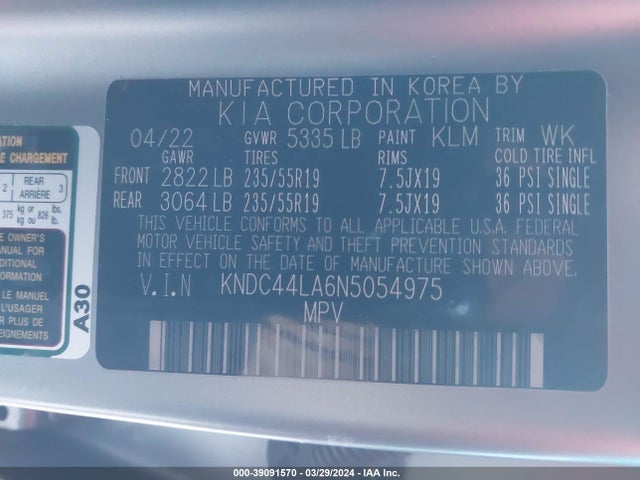 KIA Ev6 Gt Line 2022 KNDC44LA6N5054975 Image 9