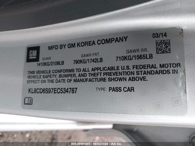Chevrolet Spark 1lt Auto 2014 KL8CD6S97EC534787 Image 9