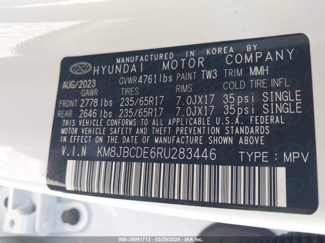 Hyundai TUCSON SEL 2024 KM8JBCDE6RU283446 Image 9