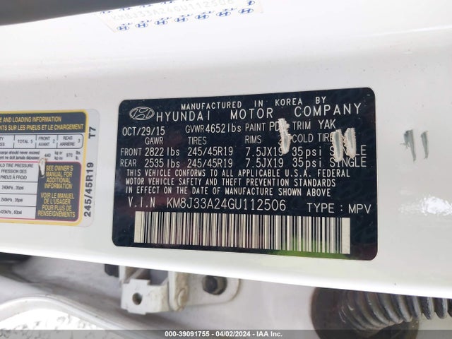 Hyundai Tucson Limited 2016 KM8J33A24GU112506 Image 9