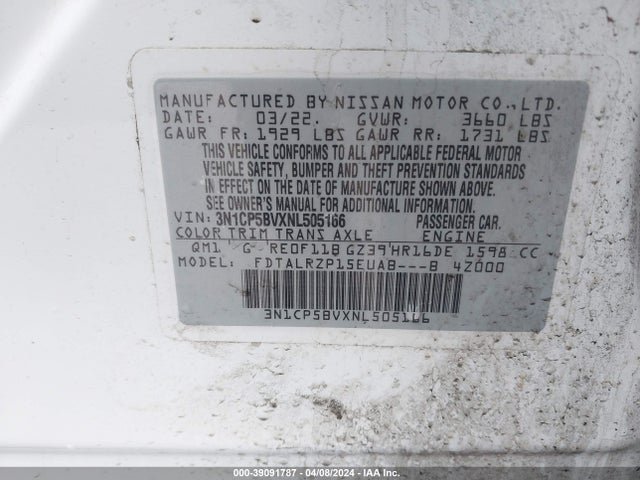 Nissan Kicks S Xtronic Cvt 2022 3N1CP5BVXNL505166 Image 9