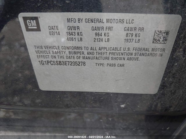 Chevrolet Cruze 1lt Auto 2014 1G1PC5SB3E7295278 Image 9