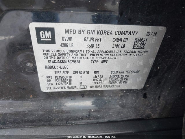 KL4CJASB0LB029628 Buick luv: mfi, variable valve timing, alum, e85 max