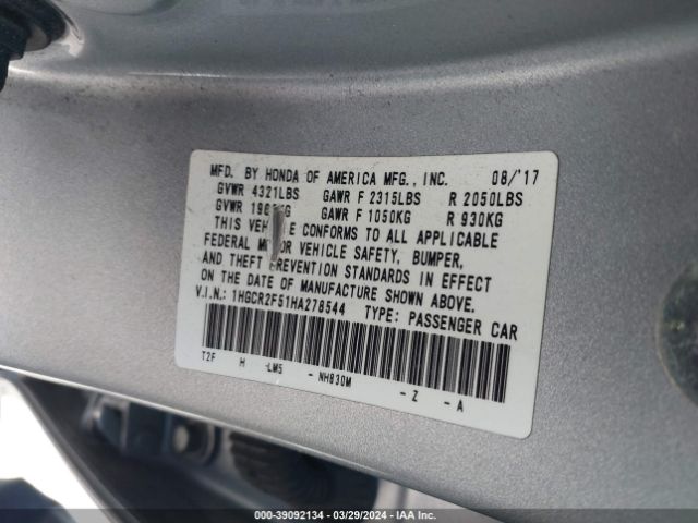 1HGCR2F51HA278544 Honda Accord Sport