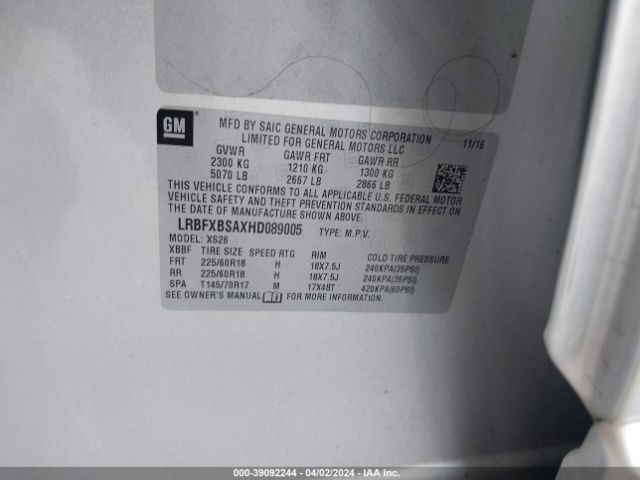 LRBFXBSAXHD089005 Buick Envision Essence