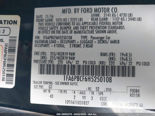 Ford Mustang Gt Premium 2017 1FA6P8CF6H5250108 Image 9