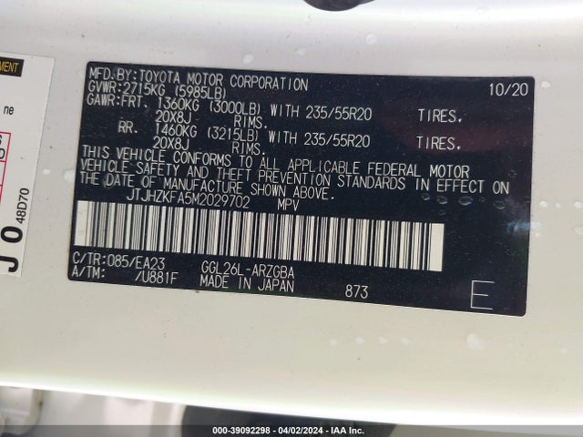 JTJHZKFA5M2029702 Lexus Rx 350l