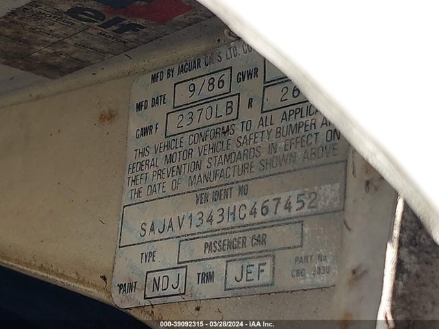 1987 JAGUAR XJ6 SAJAV1343HC467452 Photo 8