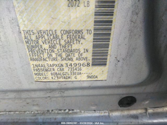 1N4AL3APXGN349968 Nissan Altima 2.5/s/sv/sl/sr