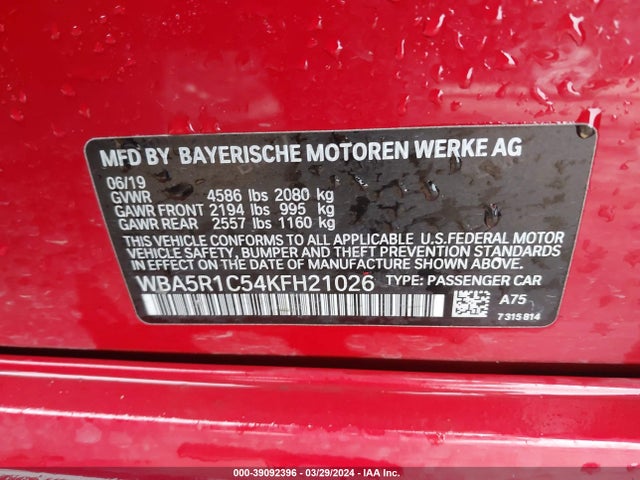 BMW 330I 2019 WBA5R1C54KFH21026 Image 9
