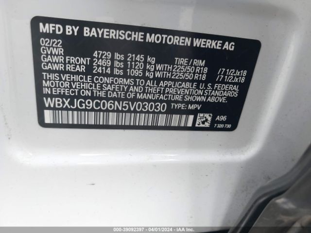 WBXJG9C06N5V03030 BMW X1 Xdrive28i