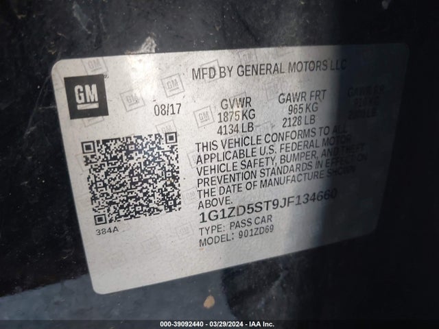 Chevrolet MALIBU LT 2018 1G1ZD5ST9JF134660 Image 9