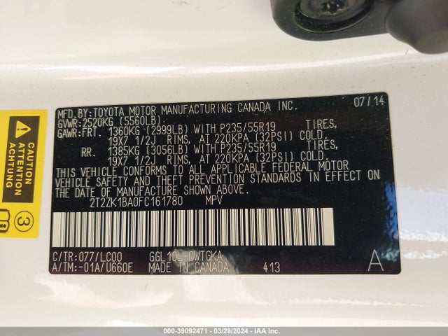 Lexus RX 350 2015 2T2ZK1BA0FC161780 Image 9