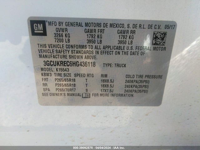 Chevrolet Silverado 1500 2lt 2017 3GCUKREC6HG436118 Image 9