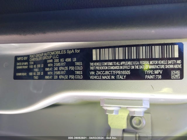 Jeep Renegade Trailhawk 2015 ZACCJBCT7FPB16505 Image 9